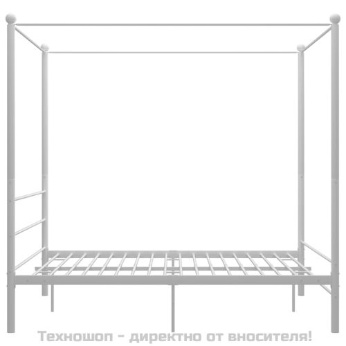 Рамка за легло с балдахин, бяла, метал, 160x200 см