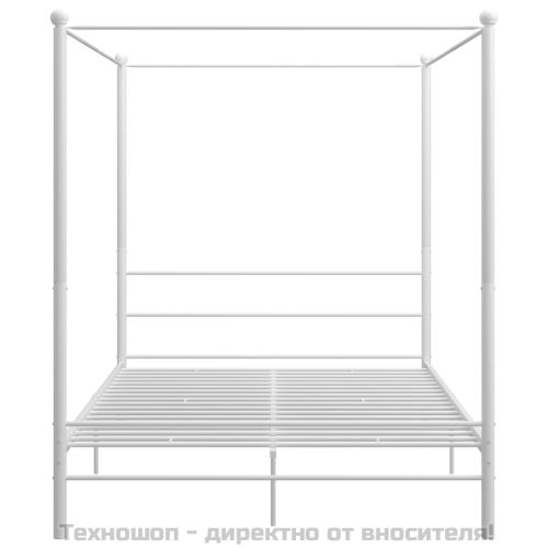 Рамка за легло с балдахин, бяла, метал, 160x200 см