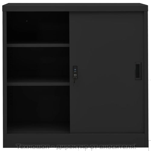 Офис шкаф с плъзгаща се врата, антрацит, 90x40x90 см, стомана