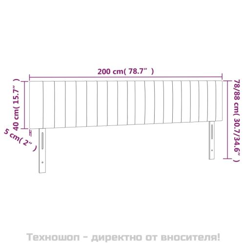 Табла за легло, тъмносива, 200x5x78/88 см, кадифе