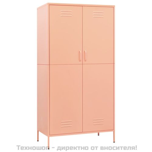 Гардероб, розов, 90x50x180 см, стомана