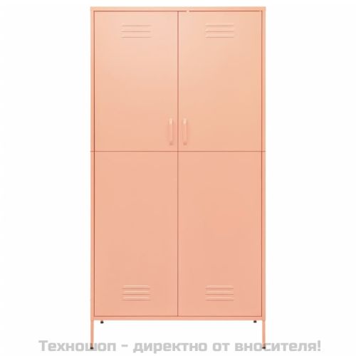 Гардероб, розов, 90x50x180 см, стомана