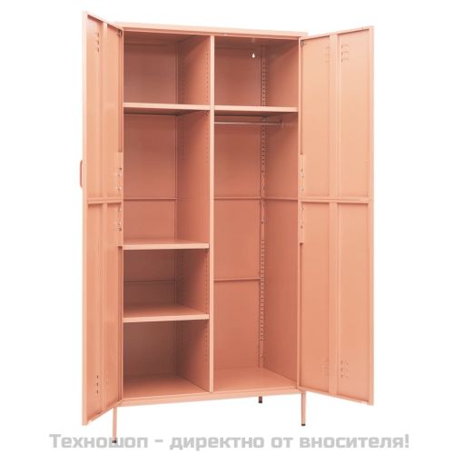 Гардероб, розов, 90x50x180 см, стомана