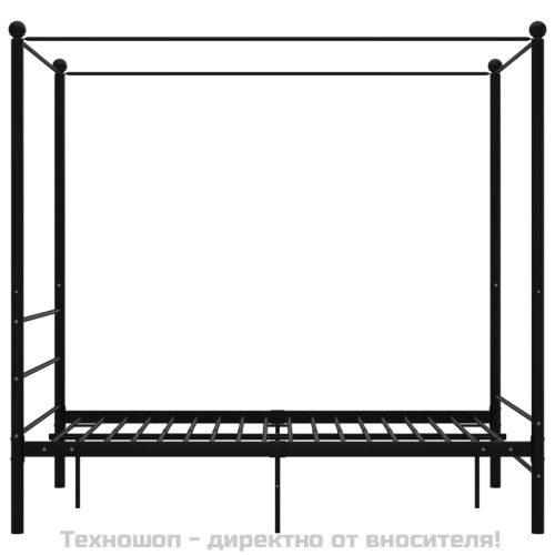 Рамка за легло с балдахин, черна, метал, 140x200 cм