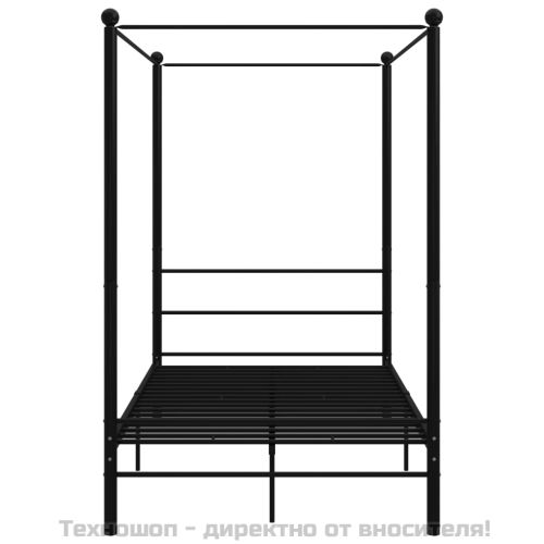 Рамка за легло с балдахин, черна, метал, 140x200 cм