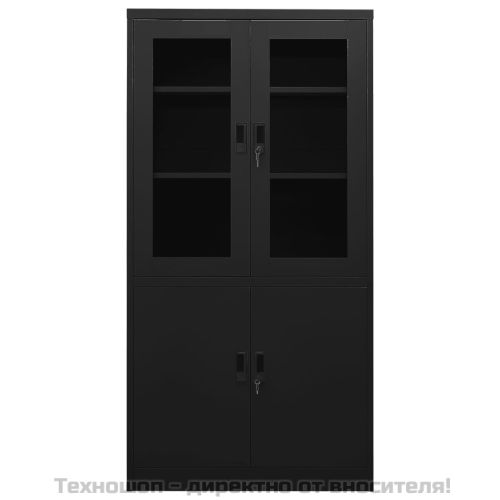 Офис шкаф, черен, 90x40x180 см, стомана