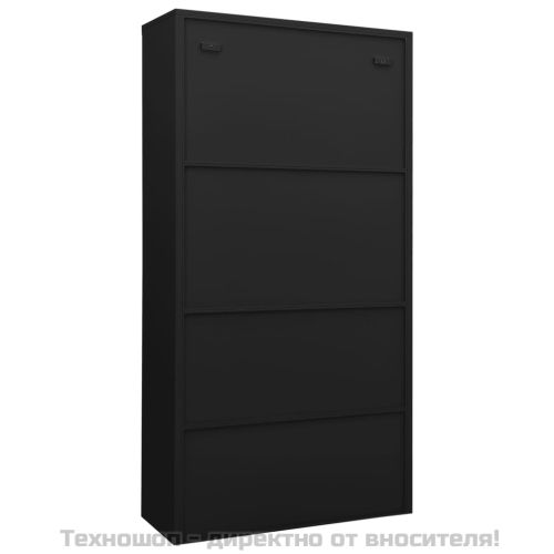 Офис шкаф, черен, 90x40x180 см, стомана