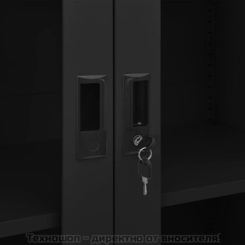 Офис шкаф, черен, 90x40x180 см, стомана