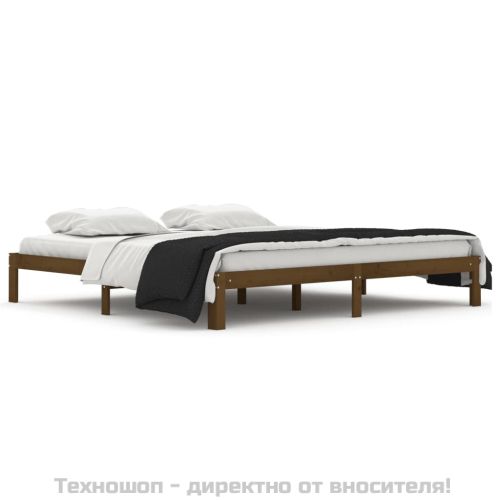 Рамка за легло, меденокафява, бор масив, 200x200 см