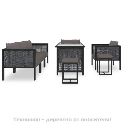 Градински комплект с възглавници, 8 части, полиратан, антрацит