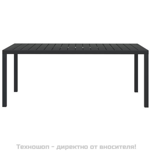 Градинска маса, черна, 185x90x74 см, алуминий и WPC