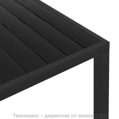 Градинска маса, черна, 185x90x74 см, алуминий и WPC