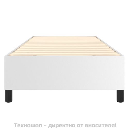 Рамка за легло с пружини с балдахин, бяла, 90x200 см изкуствена кожа