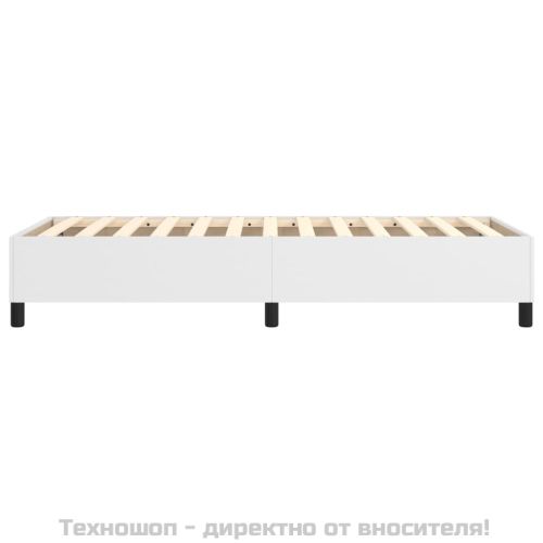 Рамка за легло с пружини с балдахин, бяла, 90x200 см изкуствена кожа