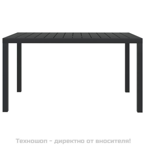 Градинска маса, черна, 150x90x74 см, алуминий и WPC