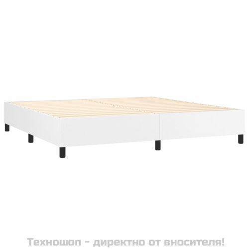 Рамка за легло с пружини бяла 200x200 см изкуствена кожа