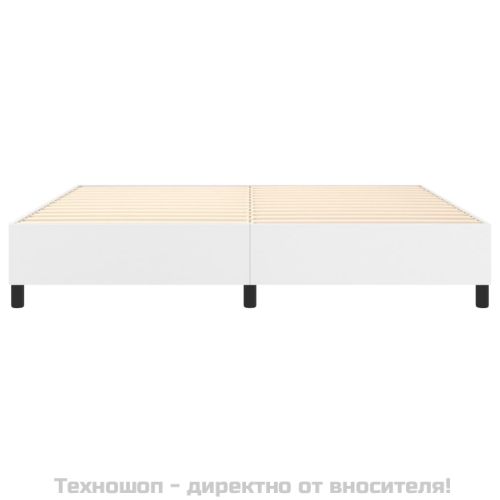 Рамка за легло с пружини бяла 200x200 см изкуствена кожа