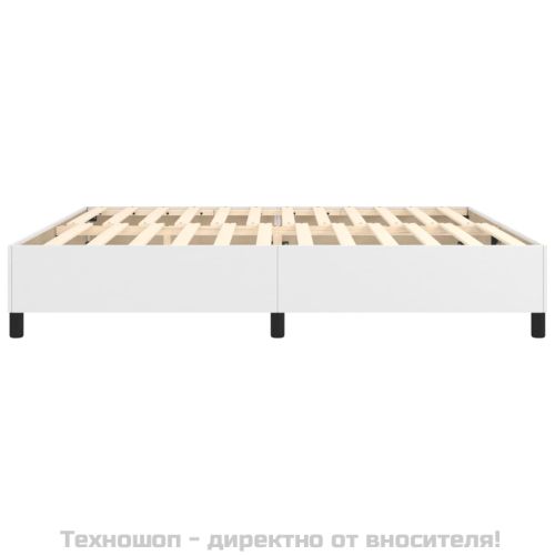 Рамка за легло с пружини бяла 200x200 см изкуствена кожа