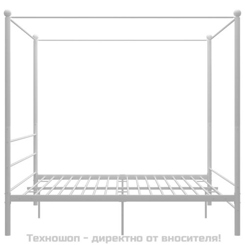 Рамка за легло с балдахин, бяла, метал, 180x200 cм