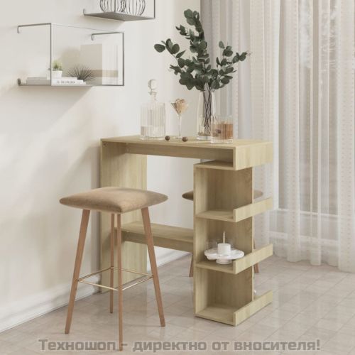 Бар маса с рафтове сонома дъб 100x50x101,5 см инженерно дърво