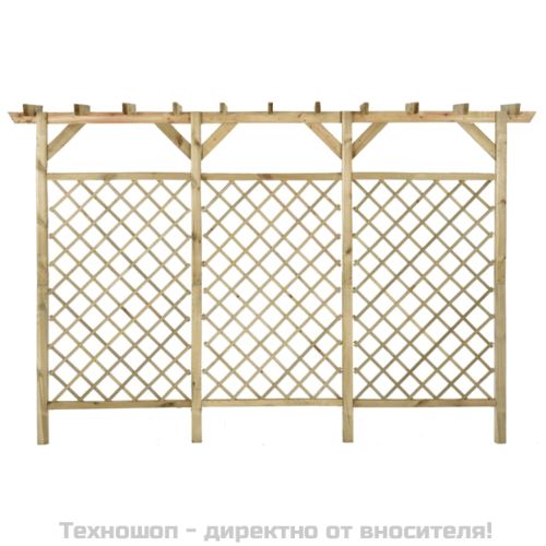 Градинска решетъчна ограда с покрив-пергола, 300x50x200 см, бор
