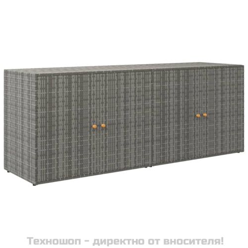 Градински шкаф за съхранение сив 198x55,5x80 см полиратан