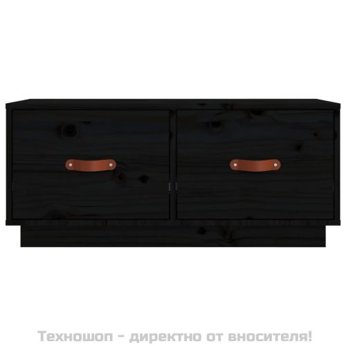 ТВ шкаф, черен, 80x34x35 см, бор масив