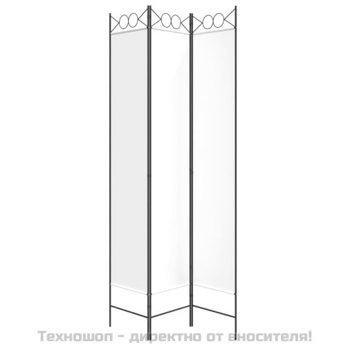 Параван за стая, 3 панела, бял, 120x220 см, текстил