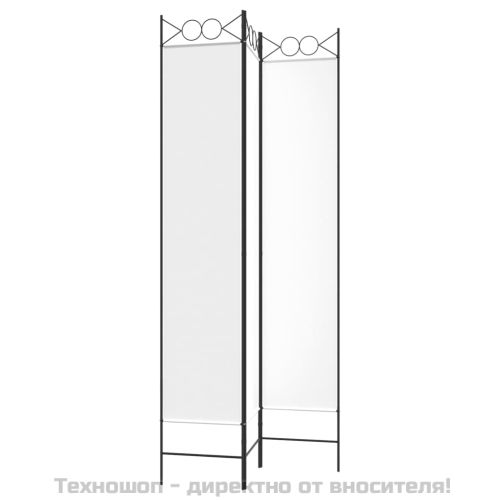 Параван за стая, 3 панела, бял, 120x220 см, текстил