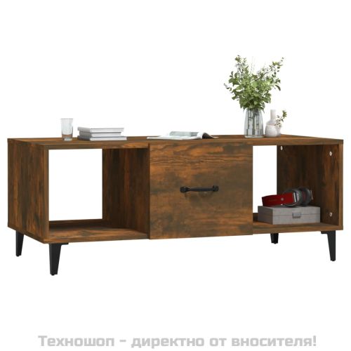 Кафе маса, опушен дъб, 102x50x40 см, инженерно дърво