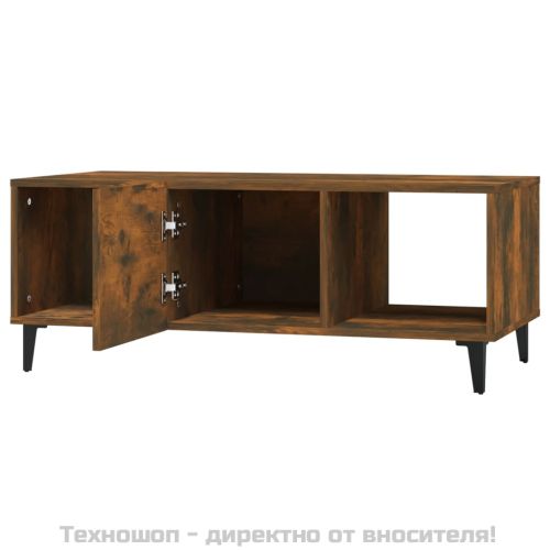 Кафе маса, опушен дъб, 102x50x40 см, инженерно дърво