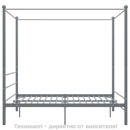Рамка за легло с балдахин, сива, метал, 160x200 см