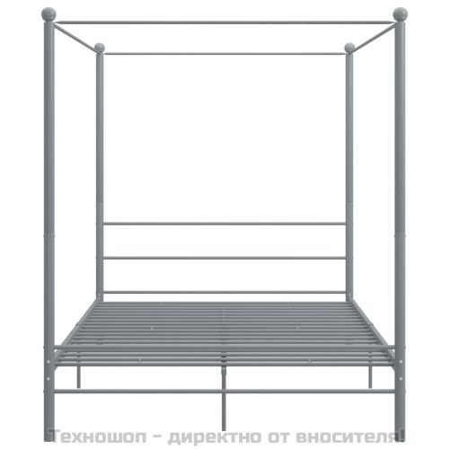 Рамка за легло с балдахин, сива, метал, 160x200 см
