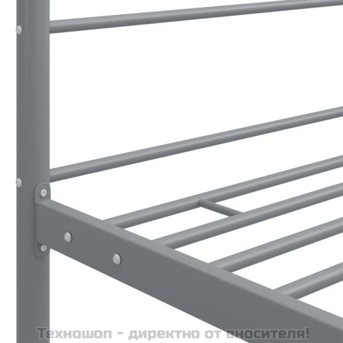 Рамка за легло с балдахин, сива, метал, 160x200 см