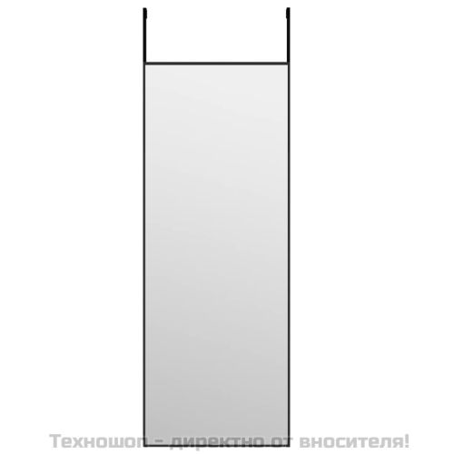 Огледало за врата, черно, 30x80 см, стъкло и алуминий