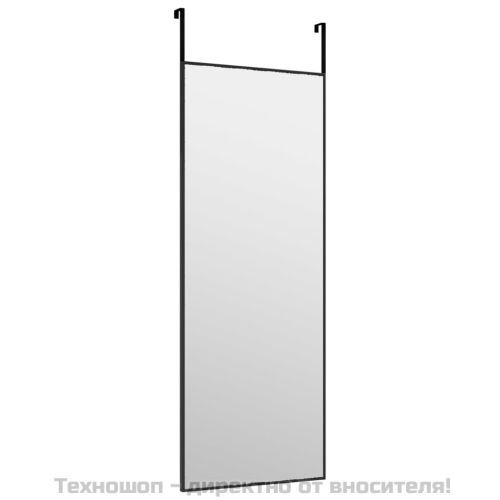 Огледало за врата, черно, 30x80 см, стъкло и алуминий