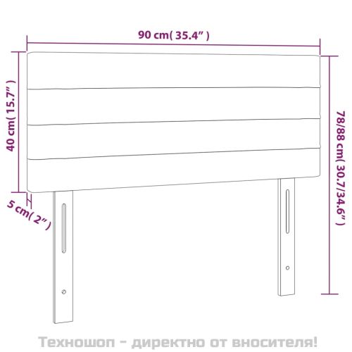 Горна табла за легло, светлосива, 90x5x78/88 см кадифе