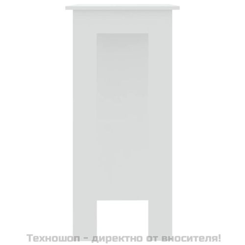 Бар маса с рафт, бяла, 102x50x103,5 см, инженерно дърво