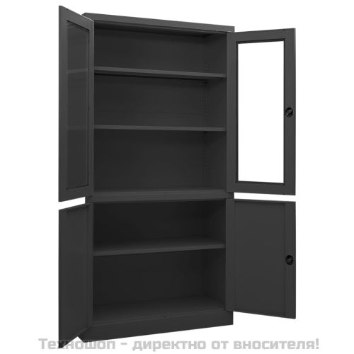 Офис шкаф, антрацит, 90x40x180 см, стомана