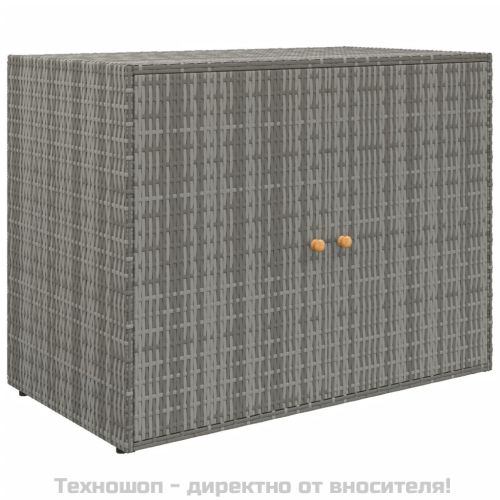 Градински шкаф за съхранение сив 100x55,5x80 см полиратан