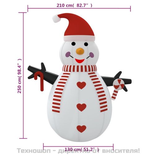 Надуваем снежен човек с LED 250 см