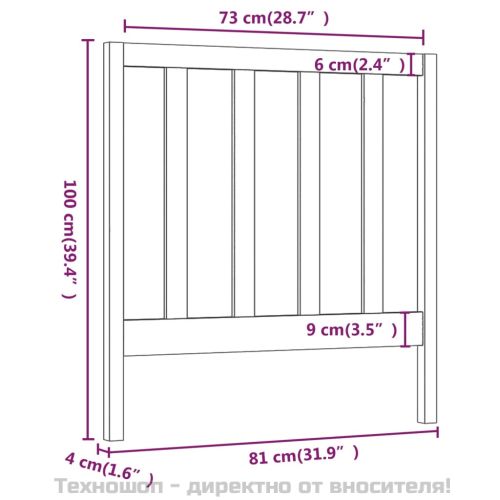Горна табла за легло, черна, 81x4x100 см, бор масив