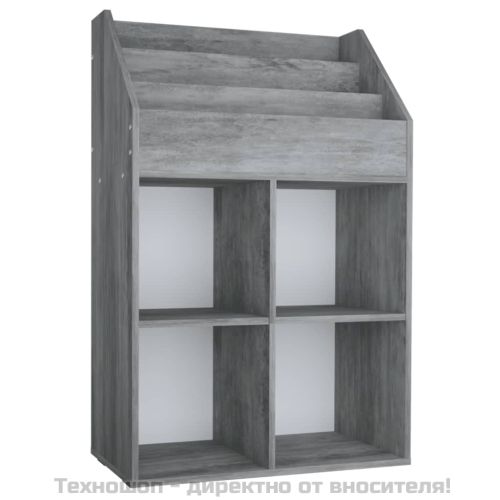 Рафт за детски книги бетонно сив 71x30x114 см инженерно дърво