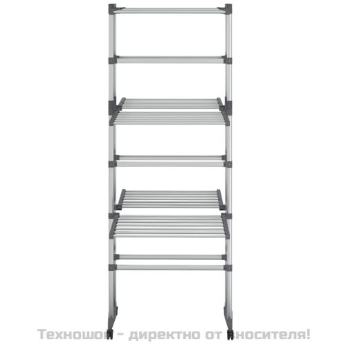 Триетажен сушилник за дрехи с колелца, сребрист, 60x70x129 см