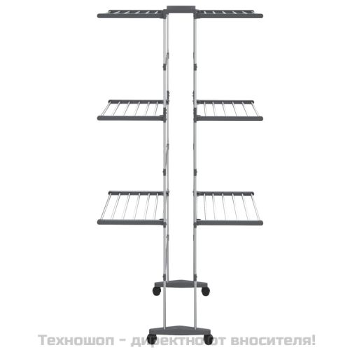 Триетажен сушилник за дрехи с колелца, сребрист, 60x70x129 см