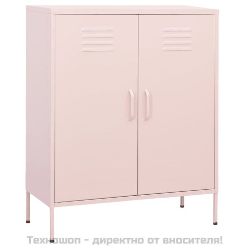 Шкаф за съхранение, розов, 80х35х101,5 см, стомана