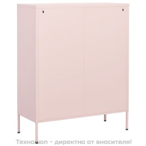 Шкаф за съхранение, розов, 80х35х101,5 см, стомана