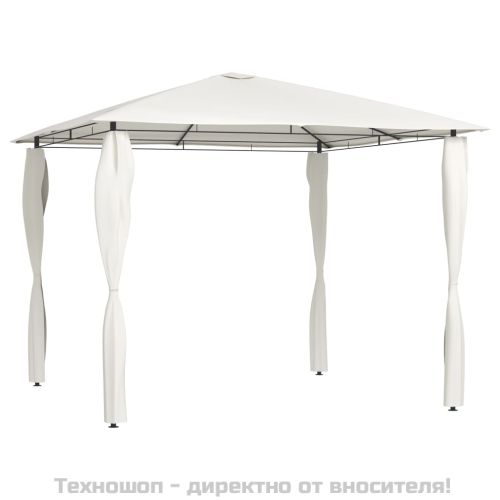 Шатра с покривала на стълбовете, 3x3x2,6 м, кремав, 160 г/м²