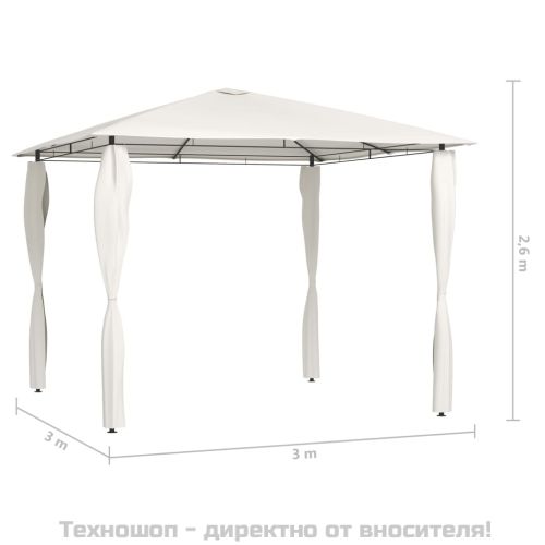 Шатра с покривала на стълбовете, 3x3x2,6 м, кремав, 160 г/м²
