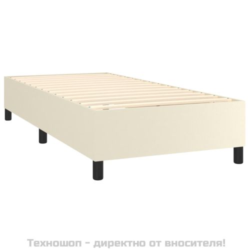 Рамка за легло с пружини кремава 90x190 см изкуствена кожа